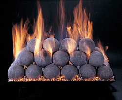 vent gas log fireplace fire ball