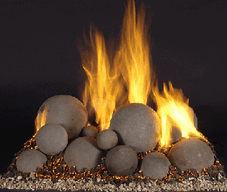 gas fireplace fire ball cannon ball