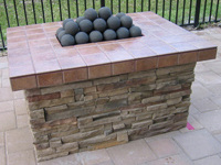 fireball burner used in an outdoor gas fire pit